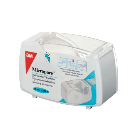 Sparadrap Micropore Blanc Hermétique – 9,14 m x 2,5 cm – Dévidoir blanc1427