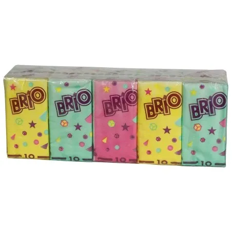 Étuis de mouchoirs 3 plis – Lot de 10 x 10 mouchoirs colorés1652