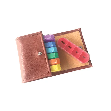 Pilulier semainier pochette compacte en simili cuir4203
