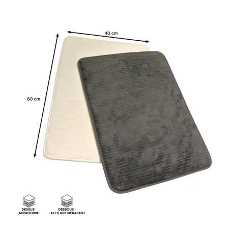 Tapis de bain antidérapant à mémoire de forme Secure Soft - 60x40 cm - Identité7712