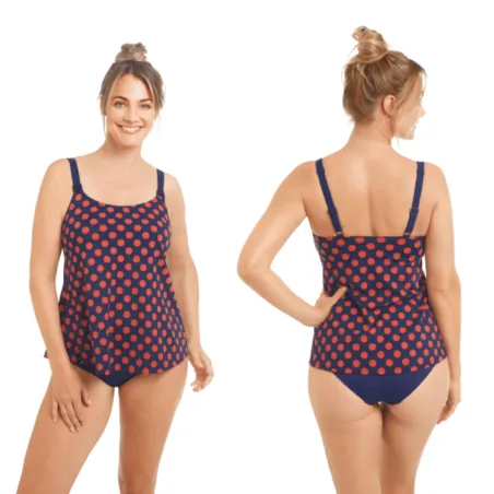 Maillot de bain 2 Pièces - Alabama - Marine Rouille (Tankini + Slip)8384