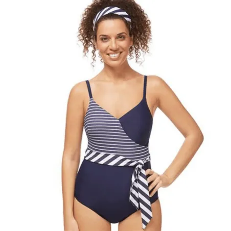 Maillot de bain 1 Pièce - Infinity Pool Rayé - Bleu8419