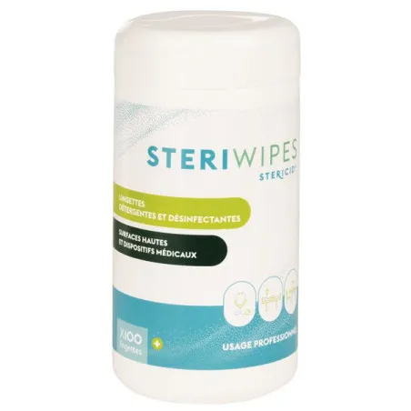 Lingettes désinfectantes STERIWIPES – Boîte de 100 sans alcool8584