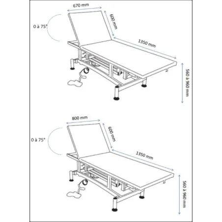 Divan d’examen électrique Caix 2 plans – Largeur 670 ou 800 mm8926