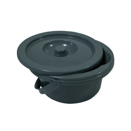 Seau hygiénique gris avec couvercle pour chaise percée Herdegen9394