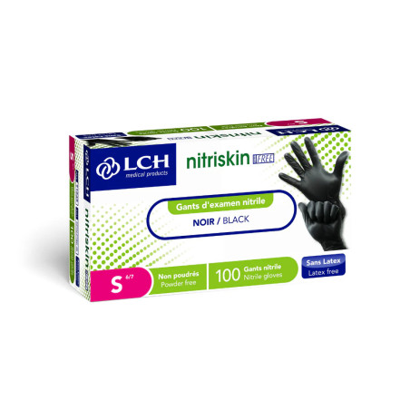Gants nitrile non poudres noirs9423